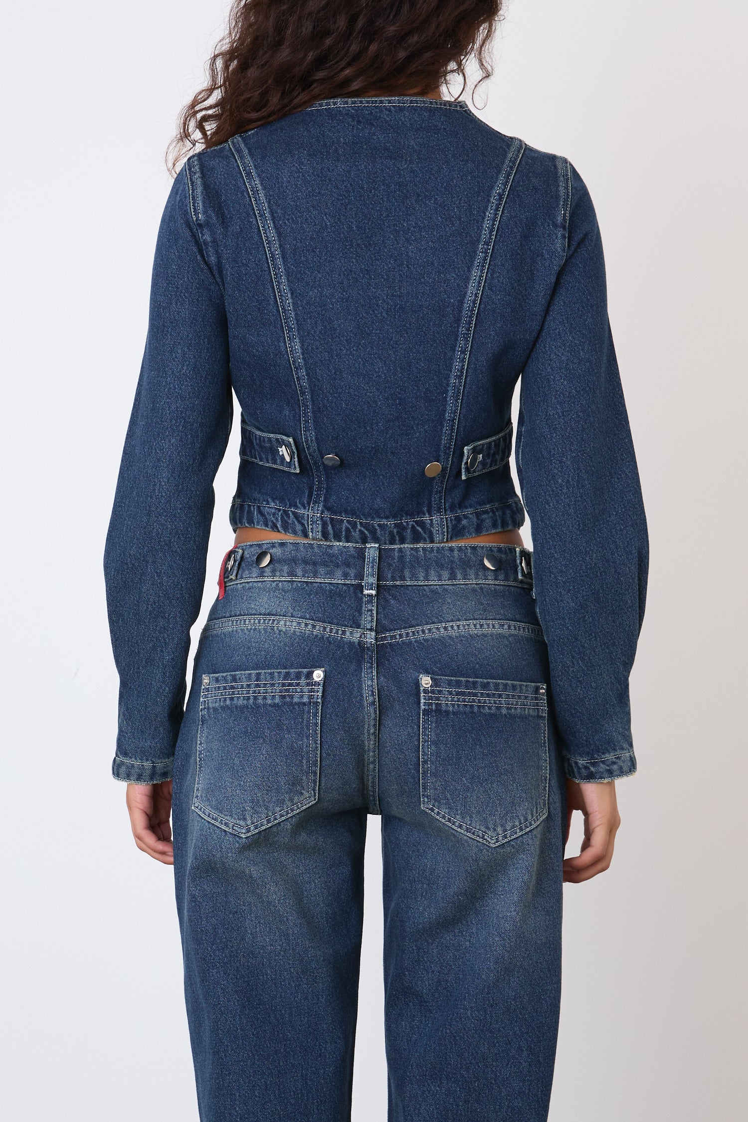 The Goldie Fitted Denim Jacket, Dark Fade – Peachy Den