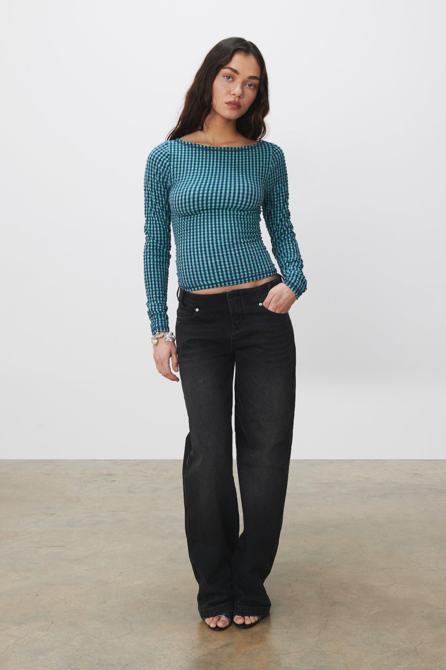 The Cindy Long Sleeve Top, After Eight - Peachy Den