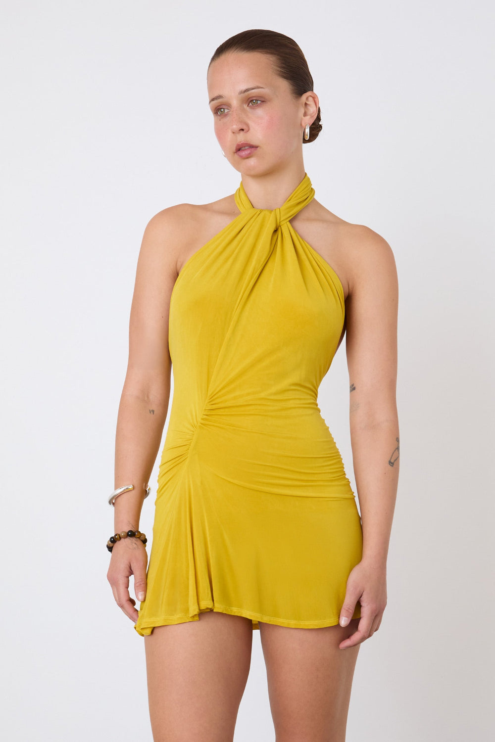 The Kylie Halter Knot Dress, Dijon