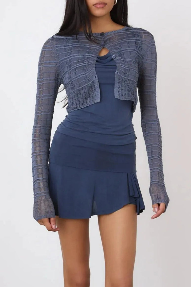 The Agnes Cropped Cardigan, Deep Sea