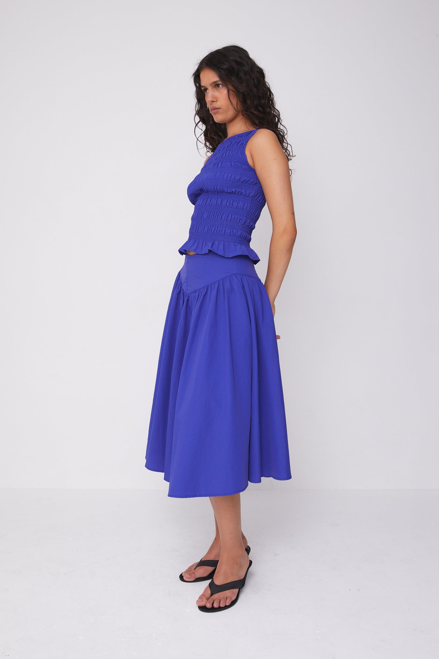 Deba Midi Skirt, Indigo