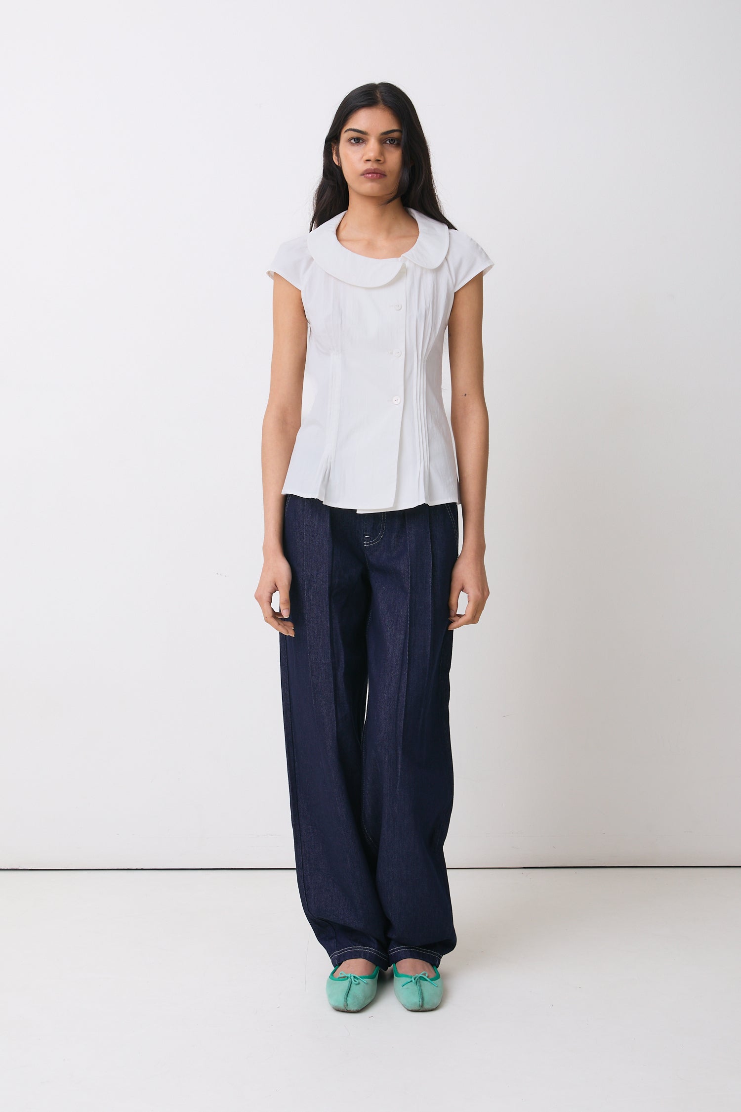 The Missy Asymmetric Blouse, Porcelain