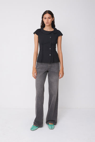 Piping Blouse  エムズグレイシー Missy Blouse, Onyx – Peachy Den