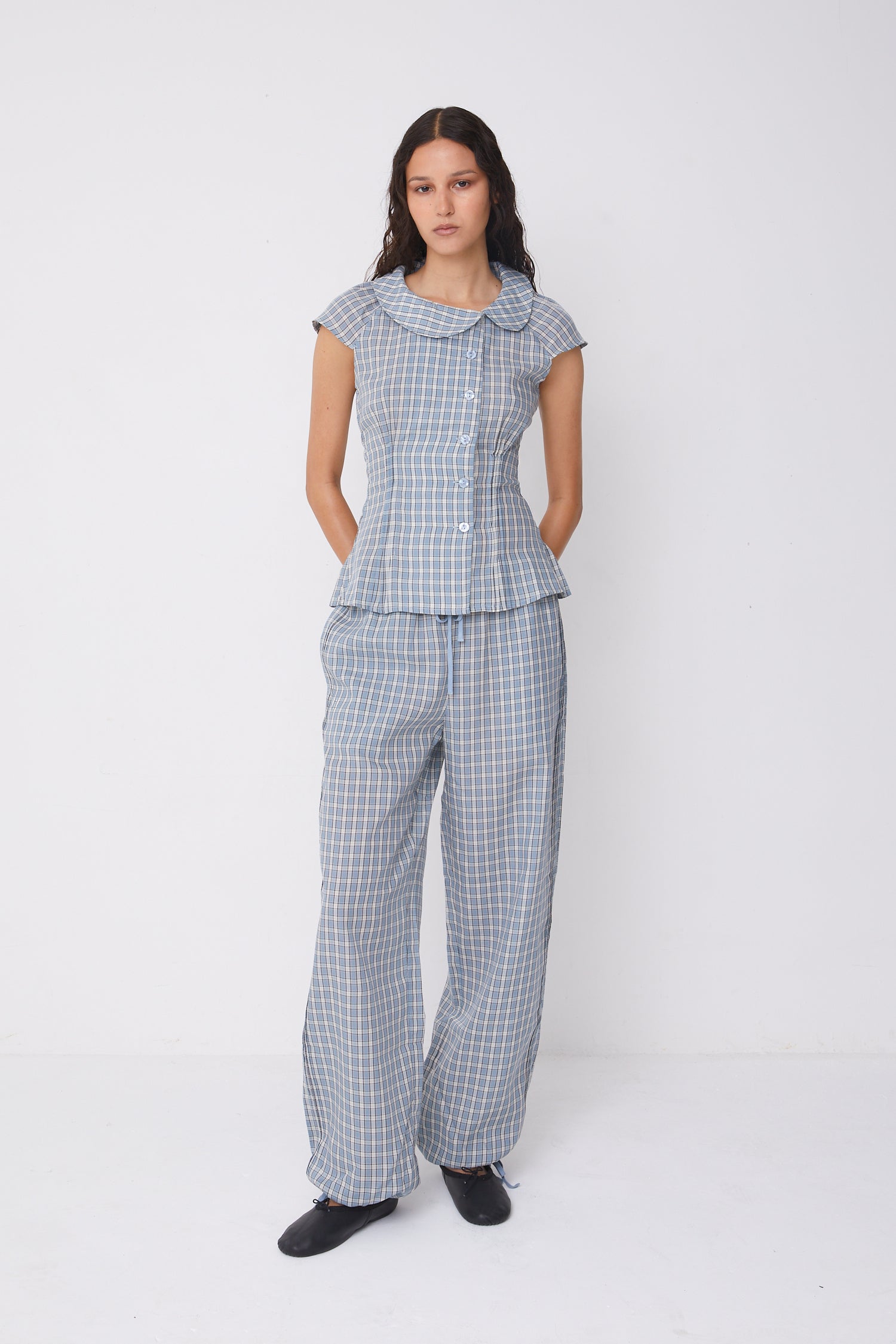 Missy Asymmetric Blouse, Check
