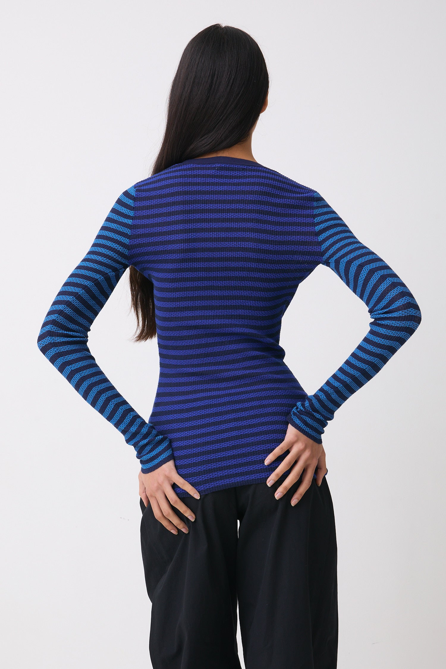 The Elise Stripe Long Sleeve Top, Navy Stripe