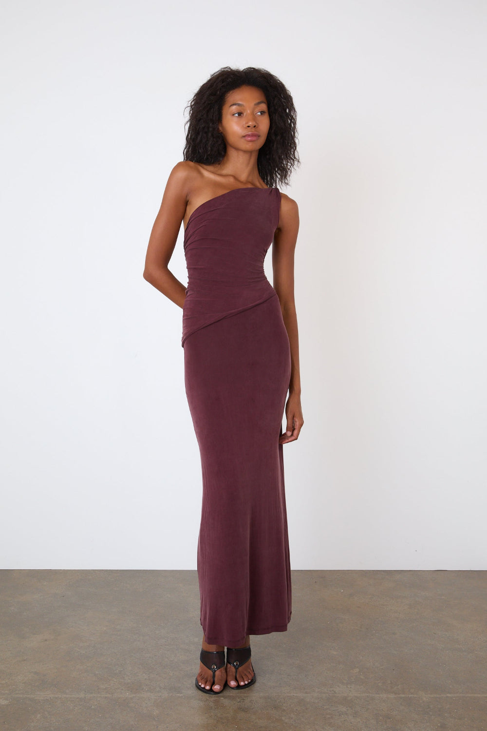 The Amelia One Shoulder Maxi Dress, Hot Choc