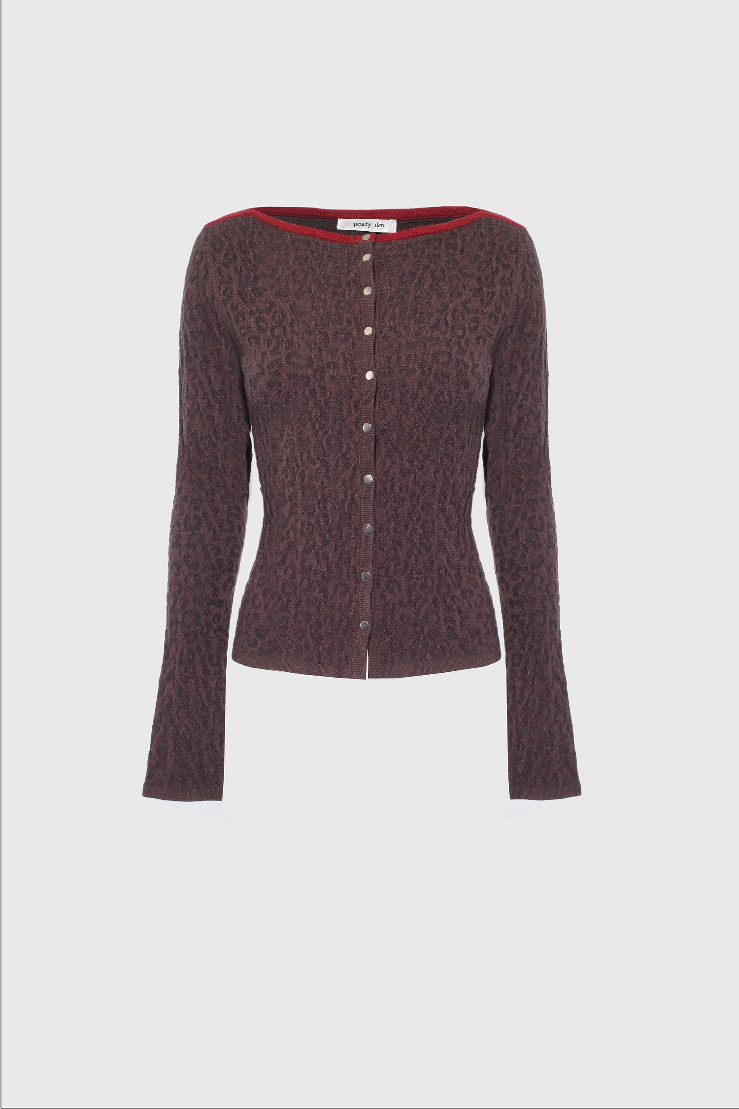 Kitt Thermal Cardigan, Brown Leopard