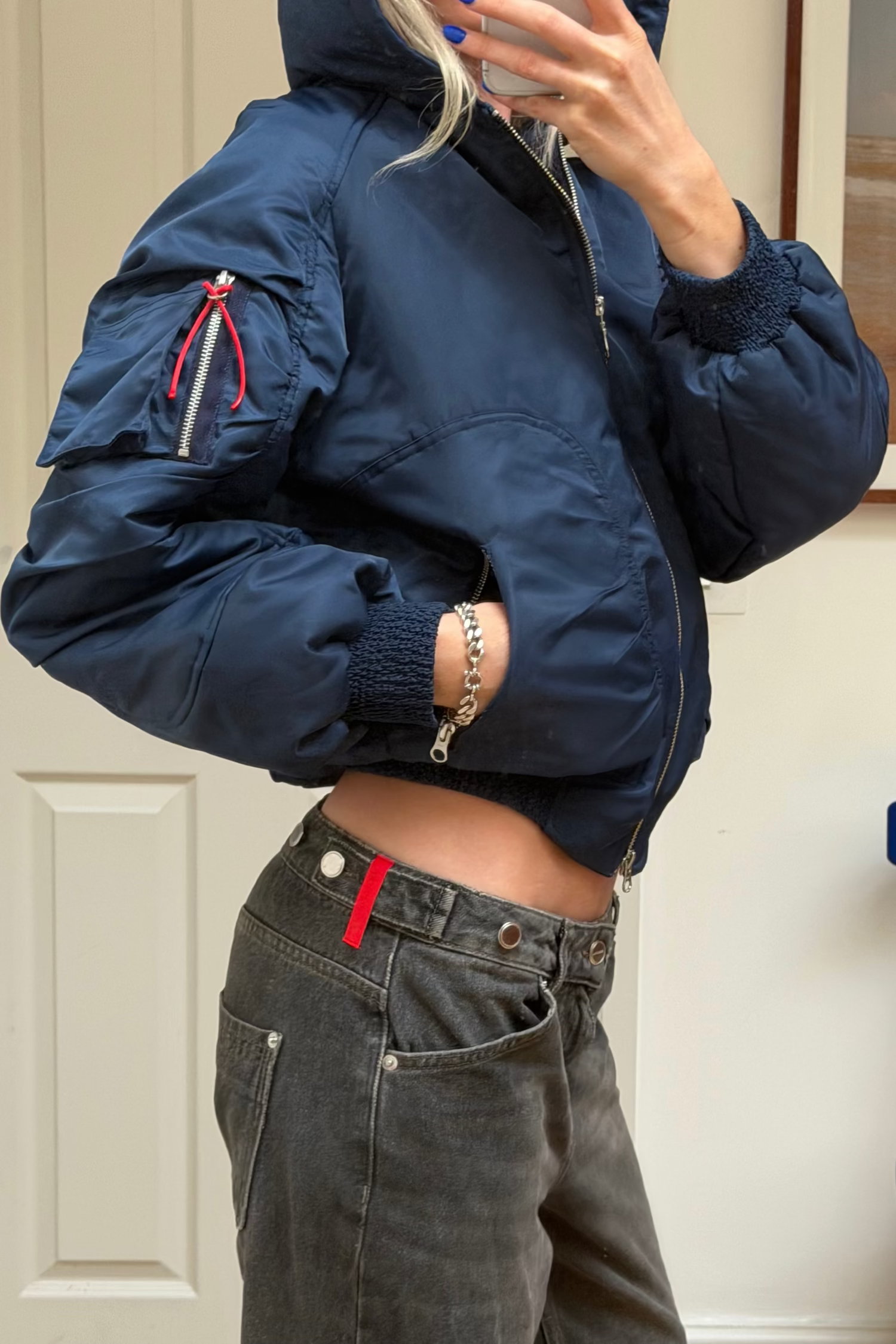 Penny Spring Bomber Jacket, Navy