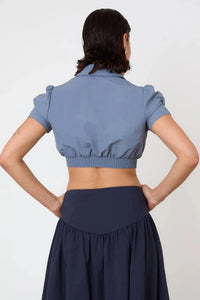 The Deba Cropped Shirt, Denim Blue